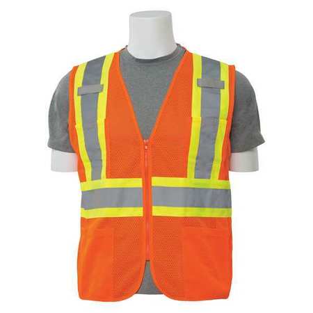 ERB SAFETY Vest, Hi-Viz, Orange, Contrasting Trim, 4XL 61828