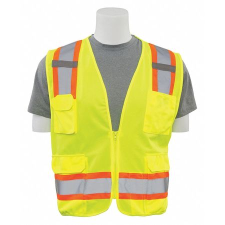 ERB SAFETY Safety Vest, ANSI, Hi-Viz, Lime, XL 62153