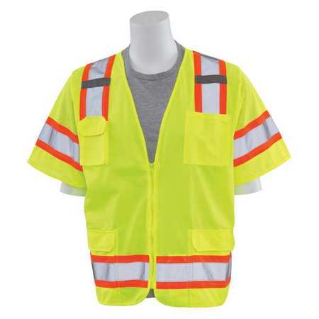 ERB SAFETY Safety Vest, Mesh, Solid, Hi-Viz, Lime, 5XL 65046