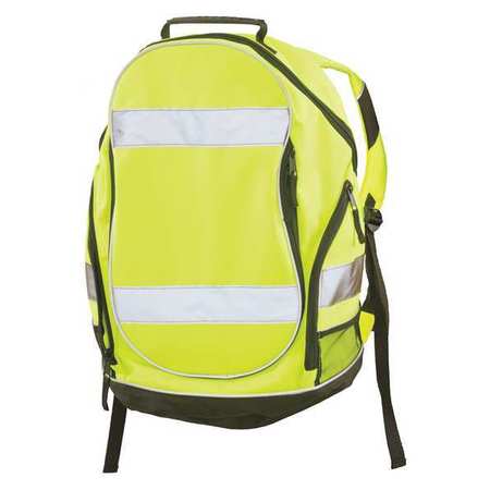 Erb Safety Backpack, Hi-Viz, Lime, 12.5"Lx8"Wx19"H 29003