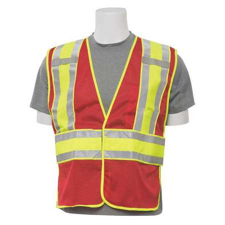 ERB SAFETY Vest, Contrasting Trim, Expandable, Red, 2XL 61732