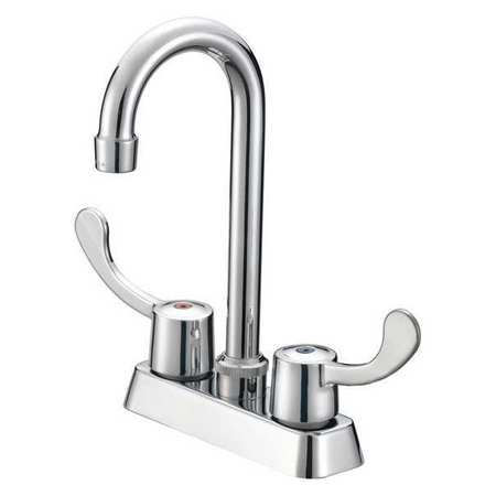 B & K 4" Mount, 3 Hole Faucet Bar, 2 Wing Handle, Chrome, 8 Spout 222-432