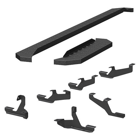 ARIES 6-1/2" W Black Powder Coated Steel Running Boards 2055539