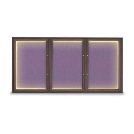 UNITED VISUAL PRODUCTS Corkboard, Amethyst/Bronze, 72"x36" UV418ILEDPLUS-BRONZE-AMETHY