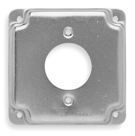 RACO Electrical Box Cover, Square, 2 Gangs, Square, Galvanized Zinc, Single Receptacle 812C