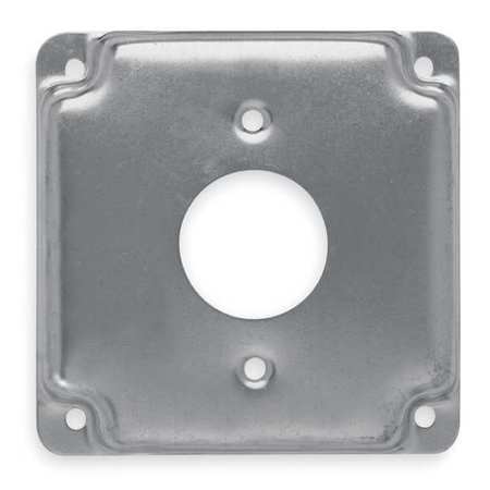 RACO Electrical Box Cover, Square, 2 Gangs, Square, Galvanized Zinc, Single Receptacle 801C
