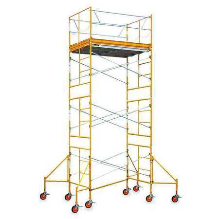 BIL-JAX Scaffold Tower, Steel/Aluminum/Wood, 2,000 lb Load Capacity, 2 to 21 ft Platform Height 6004C-7X20RT