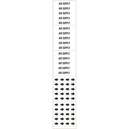 BRADY Pipe Marker, Air Supply, Wht, 3/4 In orLess 7011-3C