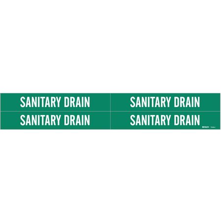 BRADY Pipe Marker, Sanitary Drain, 3/4to2-3/8 In 7249-4