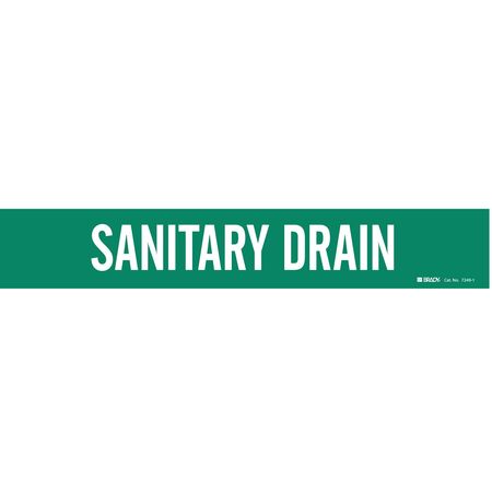 BRADY Pipe Mrkr, Sanitary Drain, 2-1/2to7-7/8 In 7249-1