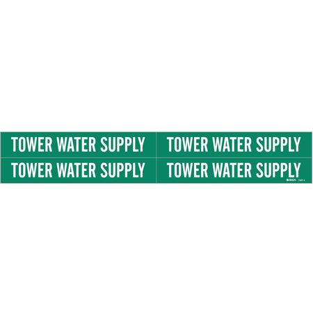 BRADY Pipe Mrkr, Tower Water Supply, 3/4 to2-3/8 7287-4