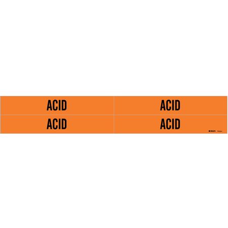 BRADY Pipe Marker, Acid, Orange, 3/4 to 2-3/8 In 7318-4