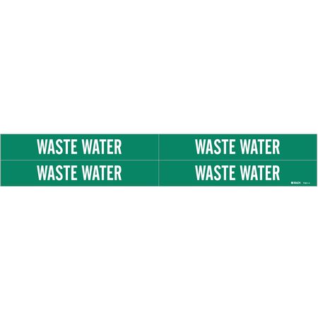 BRADY Pipe Marker, Waste Water, Gn, 3/4to2-3/8 In 7301-4