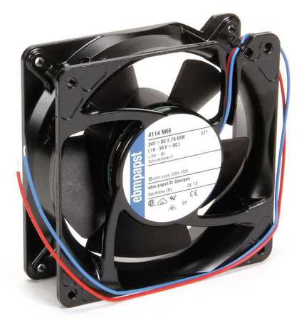 EBM-PAPST Standard Square Axial Fan, Square, 24V DC, 259 cfm, 4 2/3 in W. 4114NH6