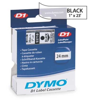 DYMO Adhesive Label Tape Cartridge 1/2" x 23 ft., Black/Yellow 45018