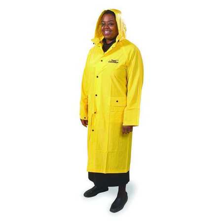 Heavy Duty Yellow Rain Coat – .35mm PVC 48in Raincoat Jacket with