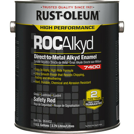 RUST-OLEUM Interior/Exterior Paint, High Gloss, Oil Base, Safety Red, 1 gal 964402