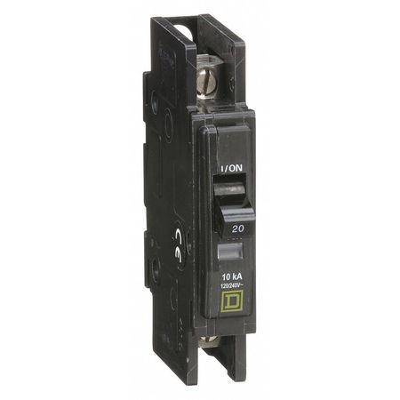 SQUARE D Miniature Circuit Breaker, QOU Series 20A, 1 Pole, 120/240V AC QOU120
