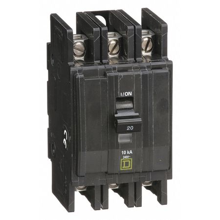 SQUARE D Miniature Circuit Breaker, QOU Series 20A, 3 Pole, 120/240V AC QOU320