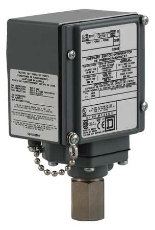 TELEMECANIQUE SENSORS Pressure Switch, (1) Port, 1/4-18 in FNPT, SPDT, 20 to 1000 psi, Standard Action 9012GCW1