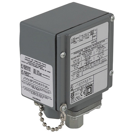 TELEMECANIQUE SENSORS Pressure Switch, (1) Port, 1/4-18 in FNPT, SPDT, 5 to 250 psi, Standard Action 9012GAW6