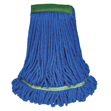 TOUGH GUY 5 in String Mop Head, 16 oz Dry Wt, Quick Change Connection, Looped-End, Blue, Microfiber 6DML9