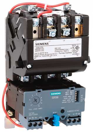 SIEMENS Nonreversing NEMA Magnetic Motor Starter, No Enclosure NEMA Rating, 120V AC, 3 Poles, 1NO 14CUB32AF