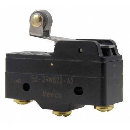 Industrial Snap Action Switch, Lever, Roller Actuator, SPDT, 15A @ 480V AC Contact Rating -  HONEYWELL, BZ-2RW822-A2