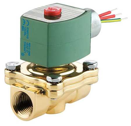 Redhat 120V AC Brass Solenoid Valve, Normally Closed, 3/4 in Pipe Size 8210G095V