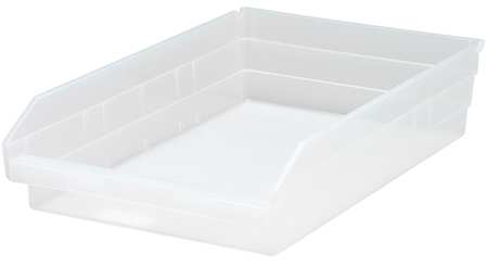 Quantum Storage Systems 50 lb Shelf Storage Bin, Polypropylene, 11 1/8 in W, 4 in H, 17 7/8 in L, Clear QSB110CL