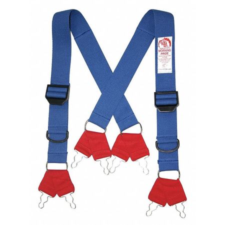 Morning Pride Fire Fighting Pant Suspenders, Blue/Red, Non Flame Resistant Cotton And Elastic Webbing, Long SP-DFQ-L