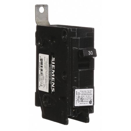 SIEMENS Miniature Circuit Breaker, BL Series 30A, 1 Pole, 120/240V AC B130H