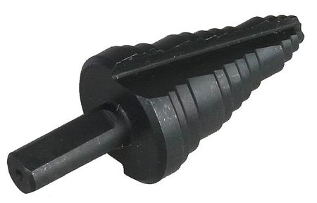 WESTWARD Step Drill Bit, 10 Hole Sizes, 1/4 in to 1-3/8 in, 1/16 in Step Increments, Black Oxide 6EXN5