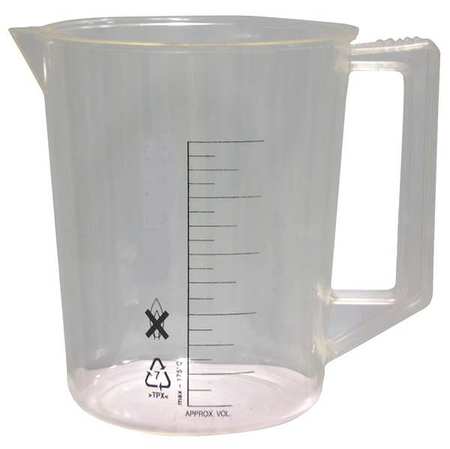 Lab Safety Supply Beaker, Handle, 2000mL, Polymethylpentene 6FAF8
