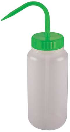 LAB SAFETY SUPPLY Wash Bottle, Standard Spout, 16 oz., Green 6FAU2