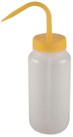 Lab Safety Supply Wash Bottle, Standard Spout, 16 oz., Yellow 6FAU5
