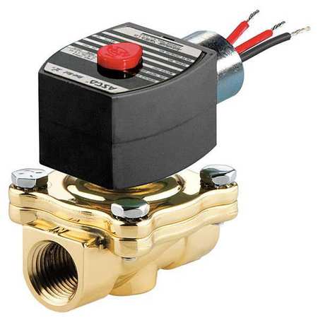 REDHAT 240V AC Brass Solenoid Valve, Normally Closed, 1 1/2 in Pipe Size EF8210G056