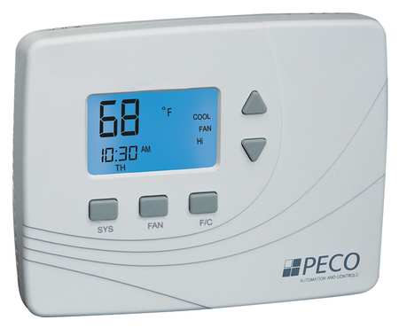 Peco Wireless Thermostat, 2 H 2 C, Hardwired/Battery, 24VAC TW205-001