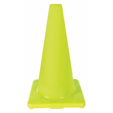 ZORO SELECT Traffic Cone, 18 In.Fluorescent Lime 6FHA3