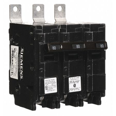 SIEMENS Miniature Circuit Breaker, BL Series 80A, 3 Pole, 240V AC B380