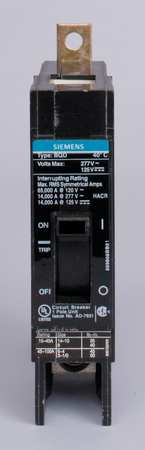 Siemens Miniature Circuit Breaker, BQD Series 45A, 1 Pole, 277V AC BQD145
