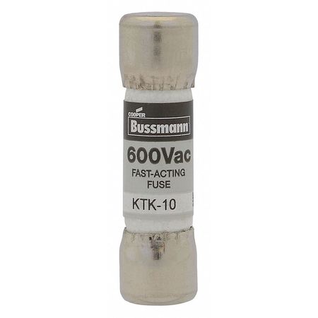 Eaton Bussmann Midget Fuse, KTK Series, Fast-Acting, 25A, 600V AC, Non-Indicating, 100kA at 600V AC KTK-25