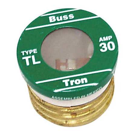 Eaton Bussmann Plug Fuse, TL Series, Time-Delay, 30A, 125V AC, Indicating, 10kA at 125V AC, 4 PK TL-30