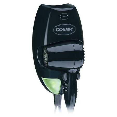 Conair Hairdryer, Wallmount, Black, 1600 Watts 134BW