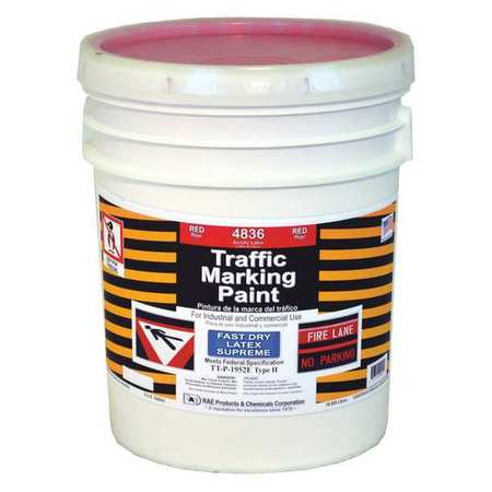 Rae Traffic Zone Marking Paint, 5 gal., Red, Latex Acrylic -Based 4836