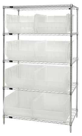 QUANTUM STORAGE SYSTEMS Steel Bin Shelving, 42 in W x 74 in H x 24 in D, 5 Shelves, Clear WR5-955CL