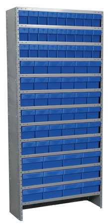 AKRO-MILS Steel Enclosed Bin Shelving, 36 in W x 79 in H x 12 in D, 13 Shelves, Gray ASC1279ASTBLU