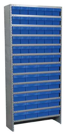 AKRO-MILS Steel Enclosed Bin Shelving, 36 in W x 79 in H x 18 in D, 13 Shelves, Blue ASC1879ASTBLU