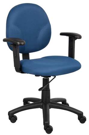 ZORO SELECT Fabric Desk Chair, 18" to 20", Adjustable Arms, Blue 6GNL8