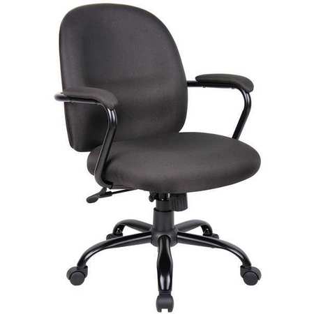 ZORO SELECT Fabric Executive Chair, 18-1/2" to 22", Fixed Arms, Black 6GNN8